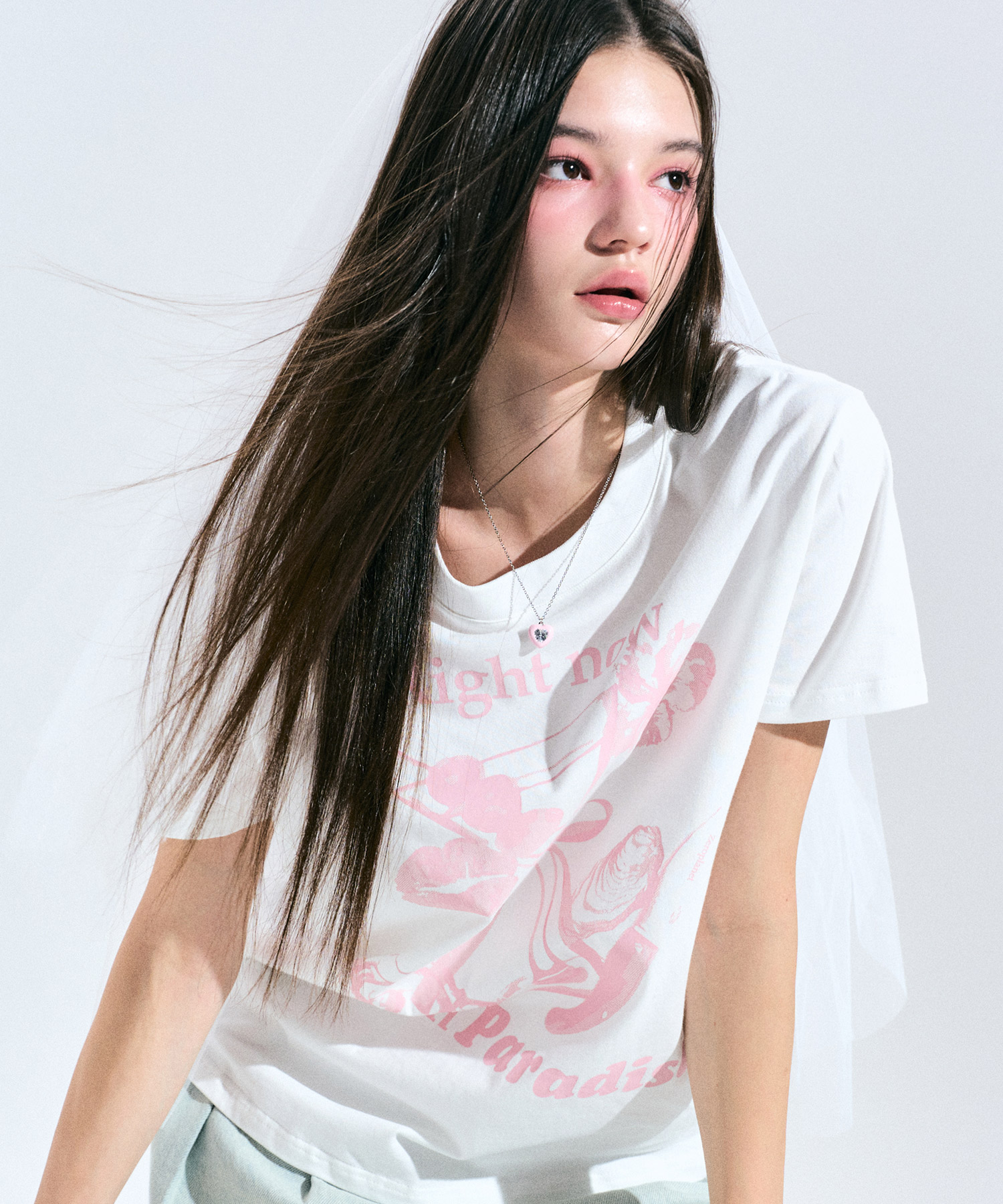 [추천 아이템] 낙원 그래픽 티셔츠 [WHITE] 김나영이 착용한 제로플래닛