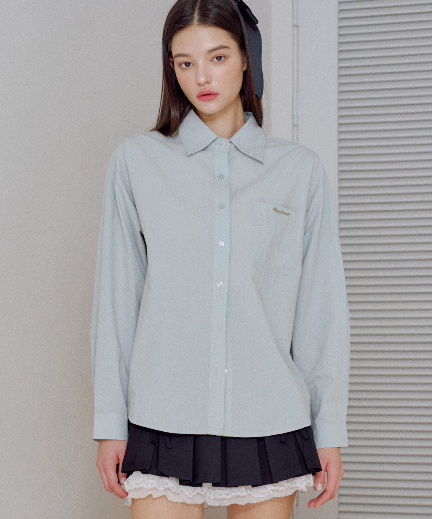 베이직 오버핏 셔츠 [BLUE] 김나영이 착용한 제로플래닛